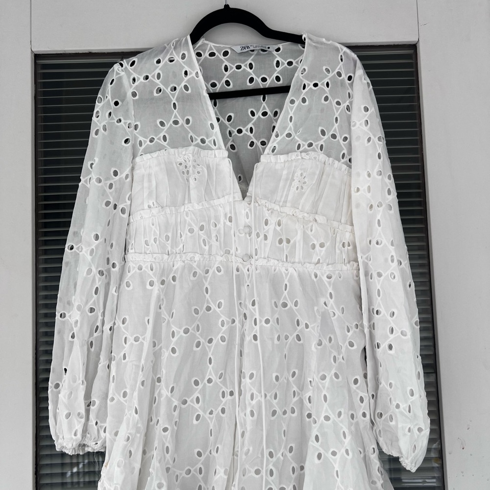 Zara White Eyelet Mini Dress